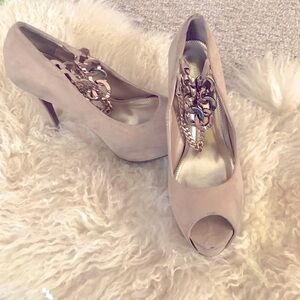 Nude Suede heels